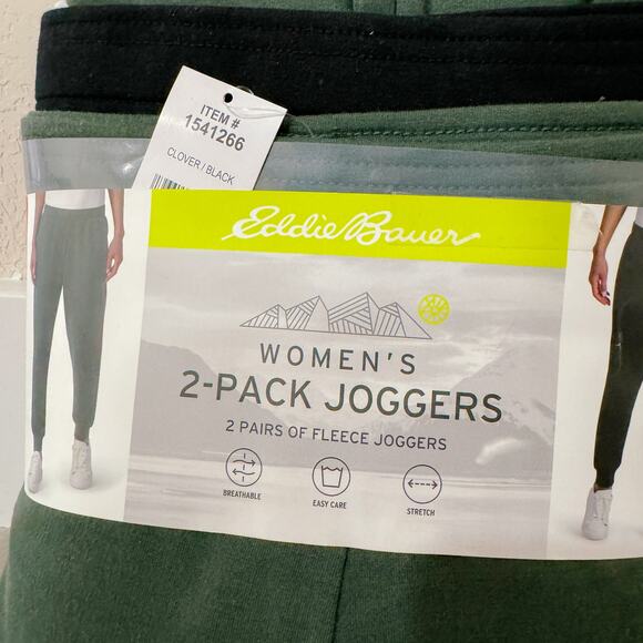 Eddie Bauer Pack Fleece Stretchy Lounge Joggers Pants Olive Green Black XXL NWT - Picture 7 of 10